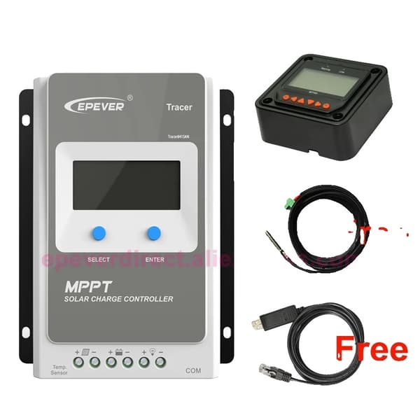 Solcelleoplader, MPPT-teknologi, kompatibilitet med fjernmåler, Med MT50 kabler, Tracer2210AN(20A)