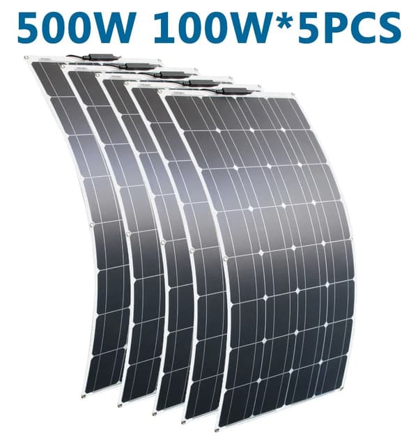 Fleksibelt solpanel 100W, Høj effektivitet 21,8%, Monokrystallinsk PET,600W Solcellepanel
