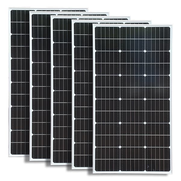 100W Solcellepanel, Høj Effektivitet Monokrystallinsk, Fleksibel Batterikompatibilitet 1050x530x25mm,5 stk. Solpaneler
