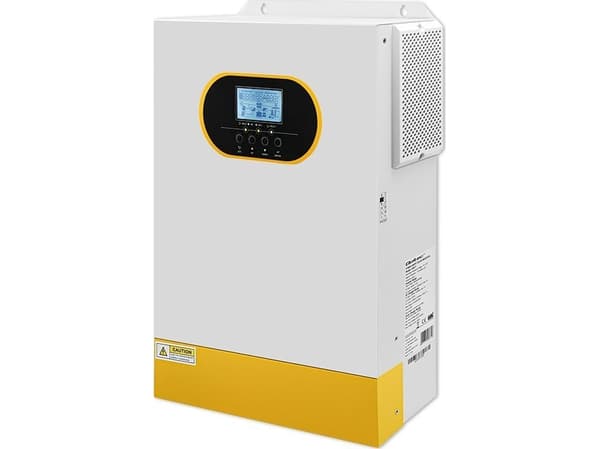 Qoltec - Strømomformer - 100A, BMS, LCD, MPPT, sinus - AC 230 V - 5500 watt - 5500 VA - RS-232, RS-485 - hvit, gul