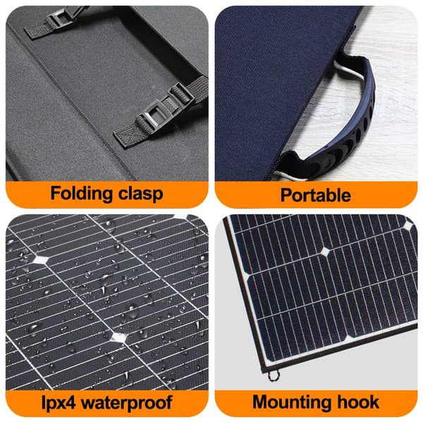 Sammenklappeligt solpanel, 18V 100W, Høj effektivitet, Flere udgangsporte,18V 100W = 18 volt 100 watt