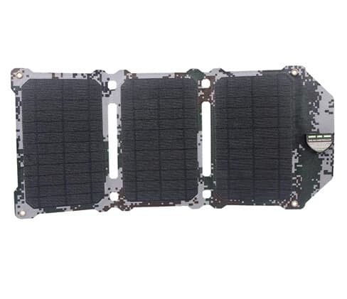 Bærbar 21W Solcellepanel Oplader, Dobbelt USB Output, Vandtæt Design,Sne Camouflage