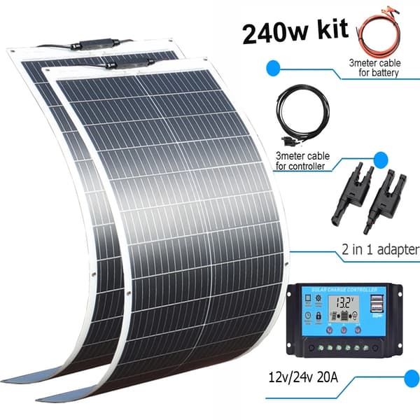 Joustava aurinkopaneeli, 100 W teho, monokiteinen materiaali,200w 2kpl 100w
