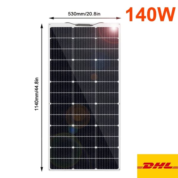 Solpanel, 120W maksimal effekt, letvægtsdesign,140w DHL7-10Dage