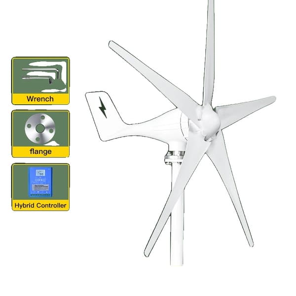 Vindmøllegenerator, 2000W effektudgang, 12V/24V spændingsmuligheder,12V, Med hybridkontrol, 2000W