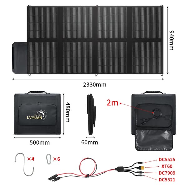 Solpanel, 120W/300W alternativ, 21,8% modulverkningsgrad,300W