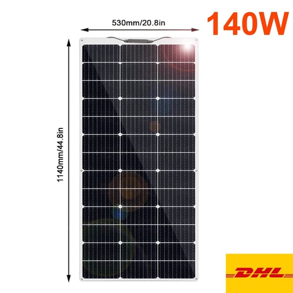 Fleksibel Solpanel, 140W Effektudgang, Kompakte Dimensioner,140w 1140x530mm-a