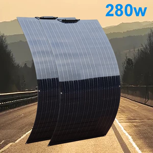 Fleksibelt Solpanel Kit, Høj Effektivitet 21%, Flere Strømmuligheder,280w 2stk 140w