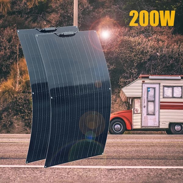 Fleksibel Solpanel, 100W-500W Strømmuligheder, Letvægts og Holdbart Design,200w balck