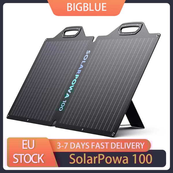 Foldbart Solpanel, 100W Effektudgang, 23,5% Energiomdannelsesrate,BigBlue SolarPowa 100
