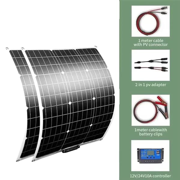 Solpanelset, 100W kapacitet, flexibel design,100W solkit