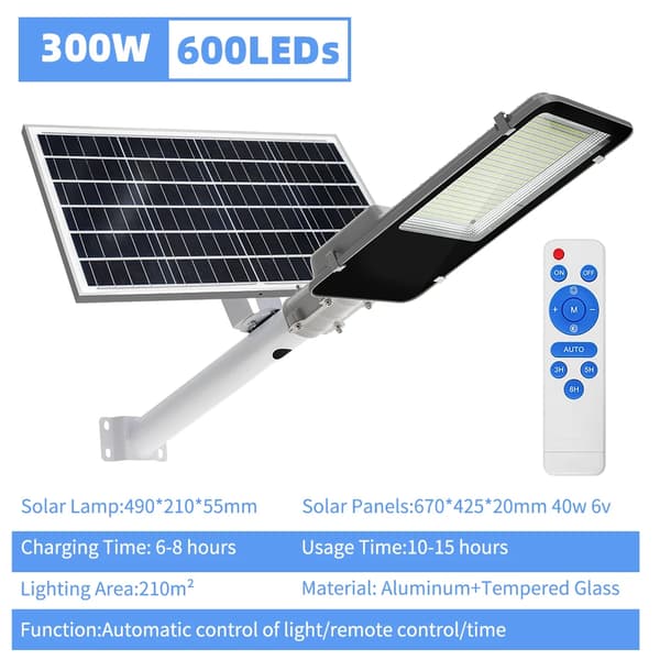 Solgatu belysning, 300W effekt, 210 m² belysningsområde,300W