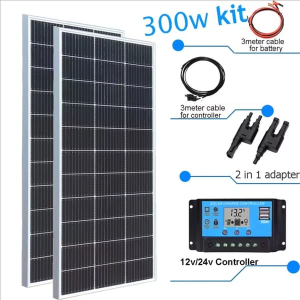 Aurinkopaneelisarja, 200W Teho, Kestävä Monokiteinen Rakenne,300w 2kpl 150w sarja