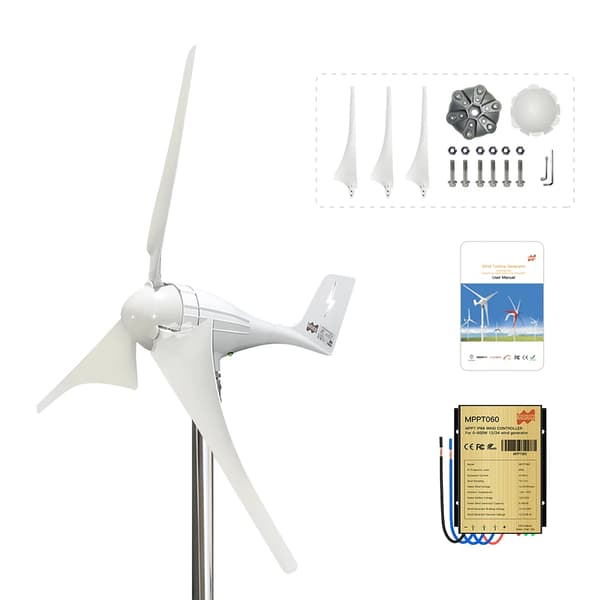 Vindmøllegenerator, 600W effektudgang, lav start-hastighed,600W, 12V vekselstrøm, Med Controller-b