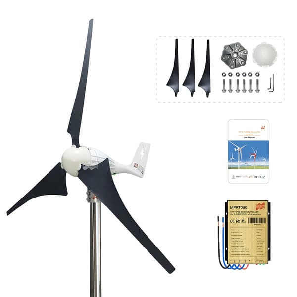 Vindmøllegenerator, 600W effektudgang, lav start-hastighed,600W, 12V vekselstrøm, Med Controller-a