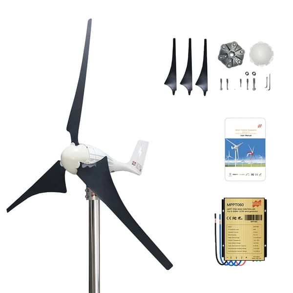 Vindmøllegenerator, 600W effektudgang, lav start-hastighed,600W, 12V vekselstrøm, Med Controller-a