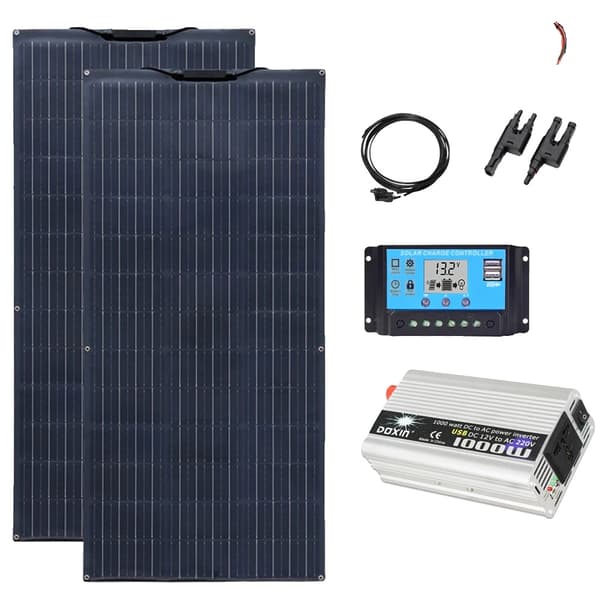 12V Aurinkopaneelisarja, 280W Kaksoispaneelijärjestelmä, Sisältää Lataussäätimen,280w x 220v 1000w-a