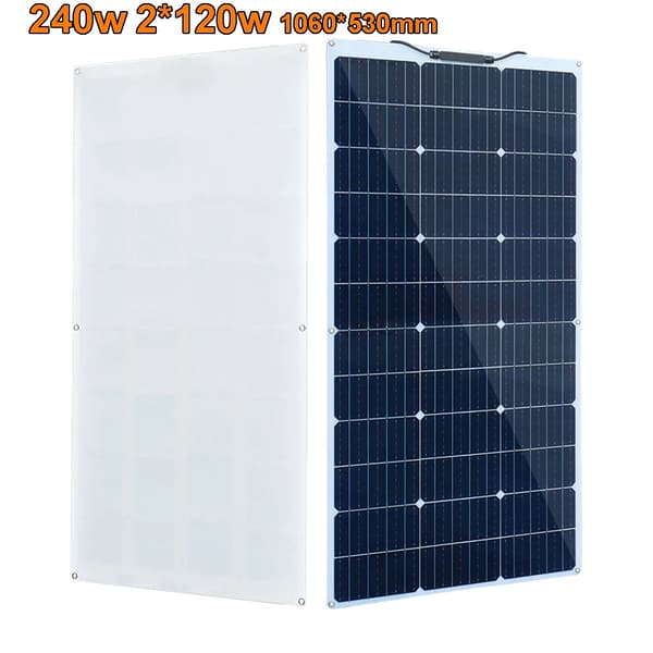 Fleksibel Solpanel, 240W Maksimal Effekt, Letvægtsdesign,240w 2stk 120w