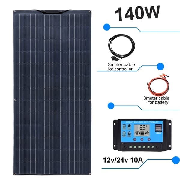 12 V: n aurinkopaneelisarja, 280 W kaksoispaneelijärjestelmä, latausohjain,140w sarja