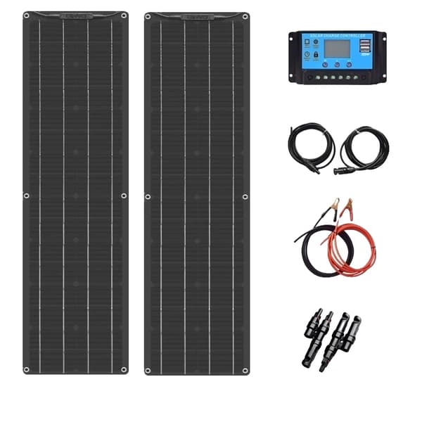 Fleksibelt solpanel kit, 50W effekt, 24% effektivitet,2stk 50W Kit Sort