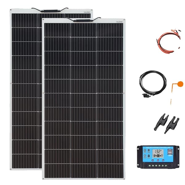 Fleksibelt solcellepanelkit, høj effektivitet, holdbar og vandtæt,300w 2stk 150w kit-a