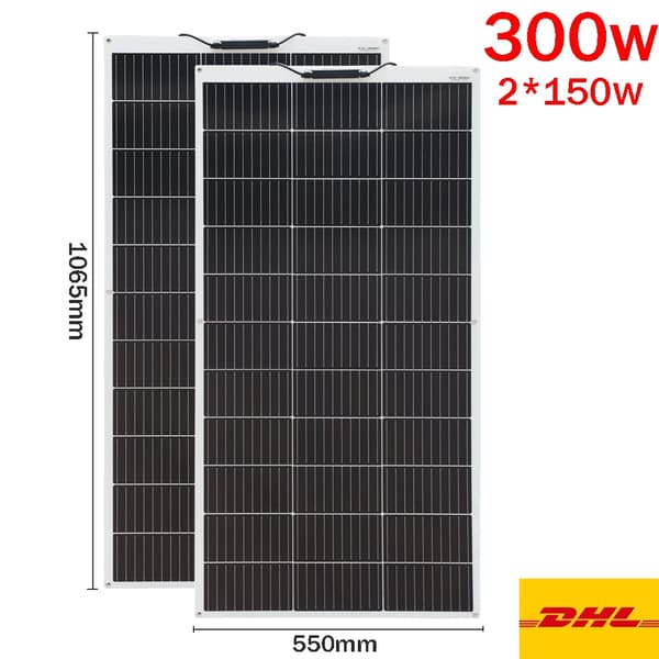 Flexibelt solpanelpaket, hög effektivitet, hållbar och vattentät,300w 2st 150w-a