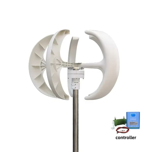 Vertikalaks vindmølle, 1050W maksimal effekt, 5 holdbare blade,24V, MPPT Hybrid Kontrol