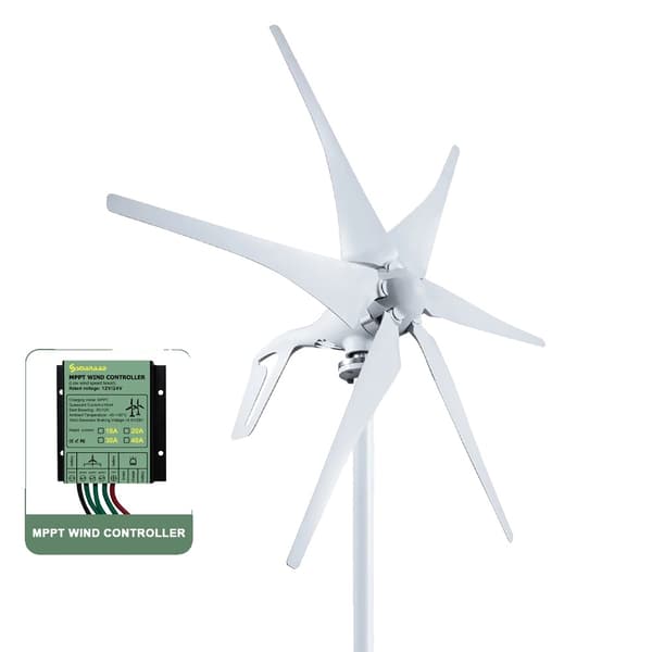 Vindmøllegenerator, 1000W effekt, 6-bladet design,Med MPPT-controller, 1000W, 48V