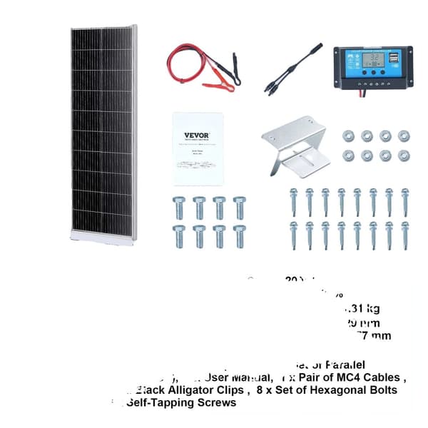 VEVOR Aurinkopaneelisarja, 100W Teho, 23% Muuntotehokkuus,200W