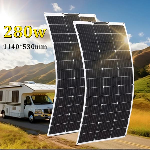 12V Fleksibelt Solpanel, Monokrystallinsk Silikon,280w 2stk 140w