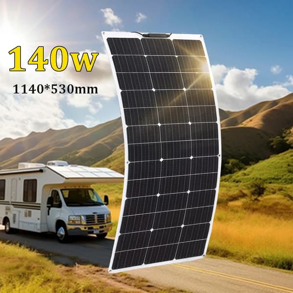 12V Fleksibelt Solpanel, Monokrystallinsk Silikon,140w 1140x530mm