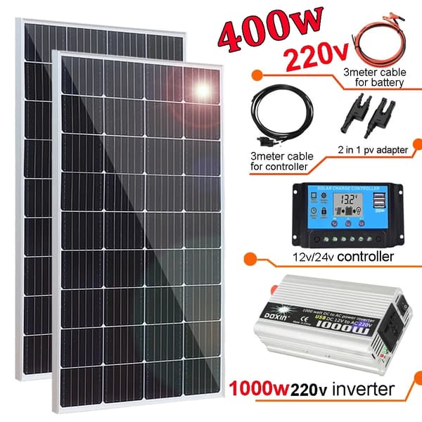 Stive solpaneler, 300W/400W muligheder, 12V/24V kompatibilitet,400w 12v 220v 1000w