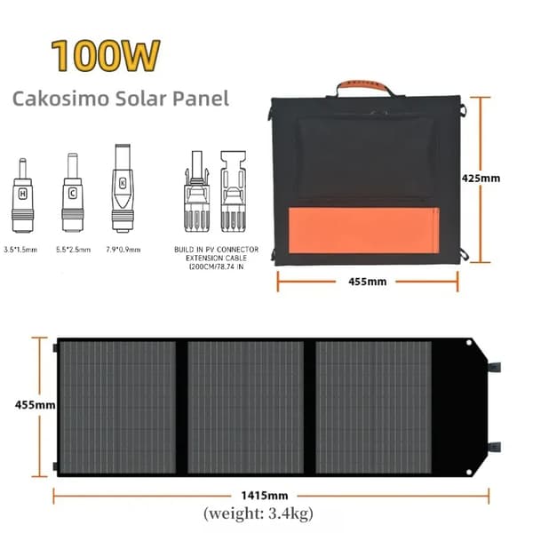 Solpanel, Høj Effektivitet, Bærbart Design,Solpanel 100W