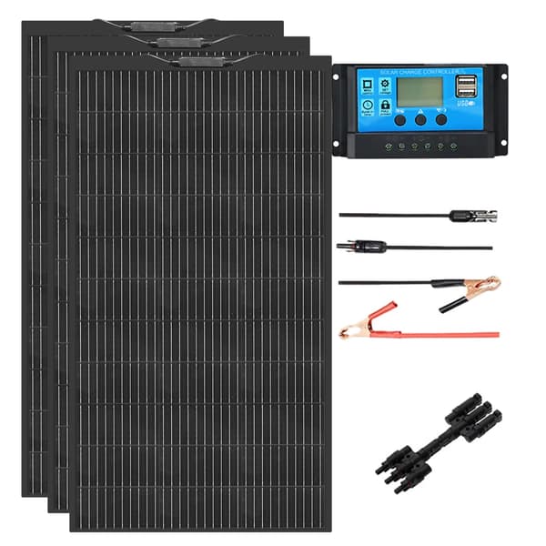 Solcellepanel-sæt, fleksible, opladningskontrolkabel,360W solarkit