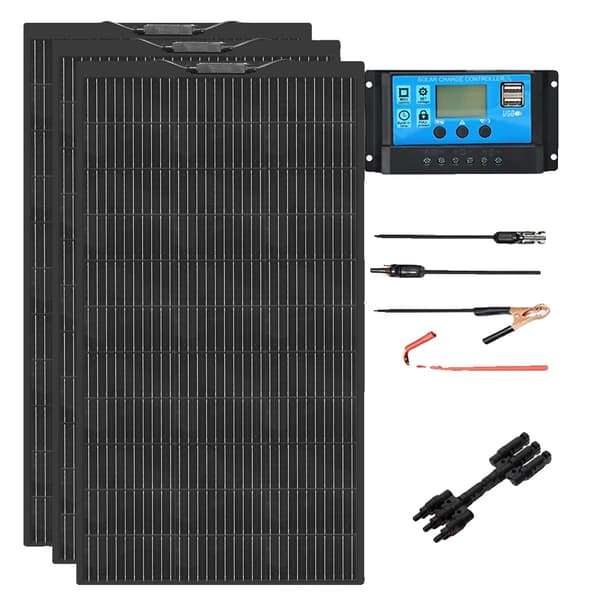 Solcellepanel-sæt, fleksible, opladningskontrolkabel,360W solarkit