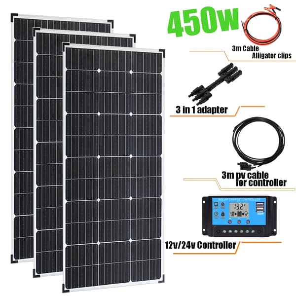 Monokristallint solpanelspaket, hög effektivitet, väderbeständigt, 150W,450w kit