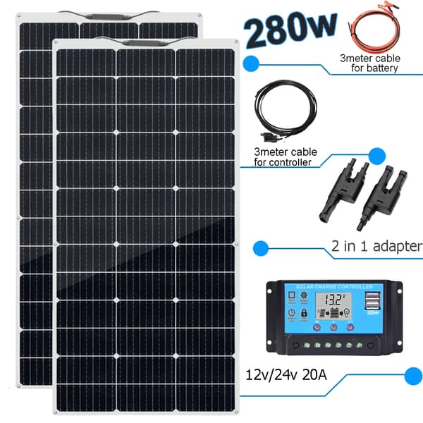 Solcellepanel Kit, 280W Effektudgang, Fleksibelt Design,280w kit-a