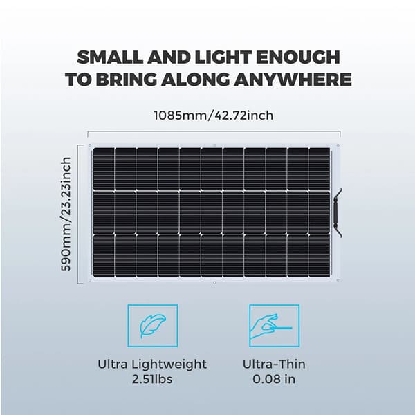 Solpanel, halvflexibel design, 150W effektutgång,ETFE 18.8V 150W