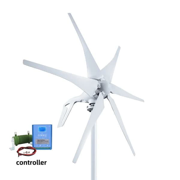 Vindmøllegenerator, 1000W effekt, 6-bladet design,12V, med hybrid kontrol, 1000W