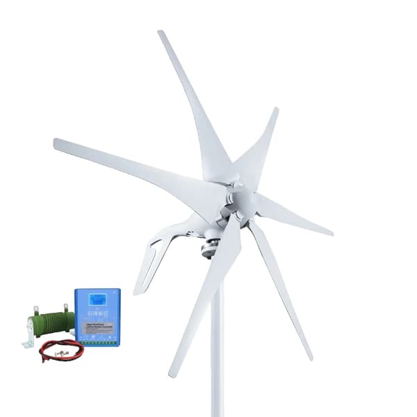 Vindmøllegenerator, 1000W effekt, 6-bladet design,12V, med hybrid kontrol, 1000W