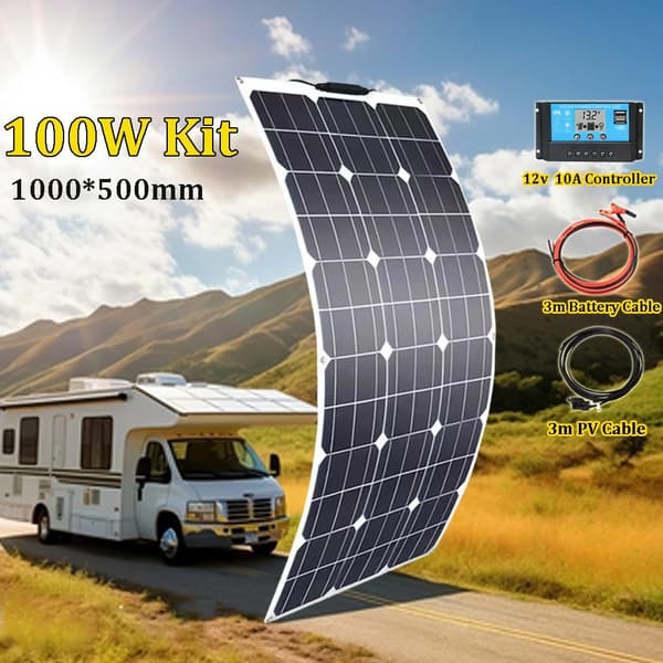 12V Flexibelt Solpanel, Monokristallint Kisel,100w 12v 10A kit