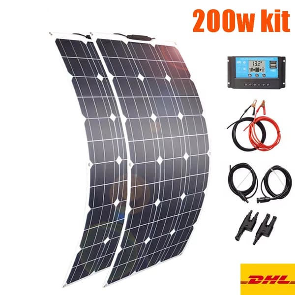 Flexibel solpanel, 240W maximal effekt, lättviktsdesign,200w 2st 100w kit