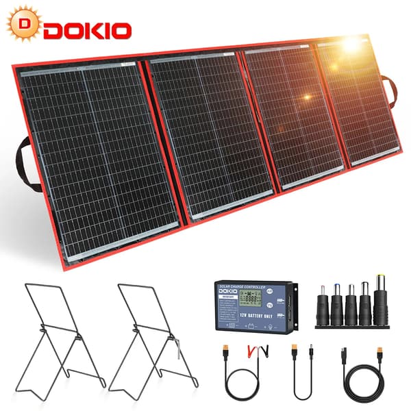 DOKIO Bärbart Solpanel, 195W Maximal Effekt, 18V Spänning,18V 195W med ZJ