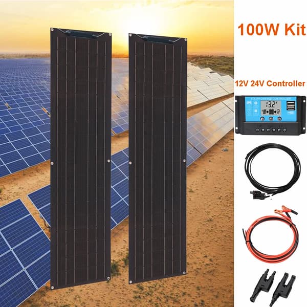 Flexibel solpanel, 50W / 100W alternativ, hög effektivitet monokristallin, vattentålig design,100w kit svart