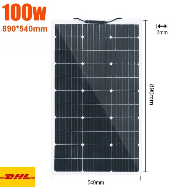 Flexibel solpanel, 100W maximal effekt, lätt och hållbar,100W Flexibel DHL
