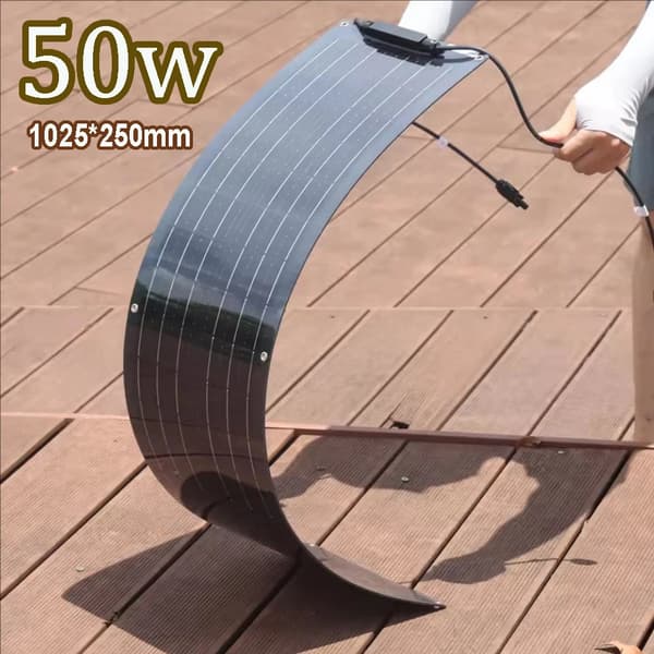 Flexibel solpanel, 120W / 150W alternativ, hög effektivitet 21%, lättviktsdesign,50w flexibel svart
