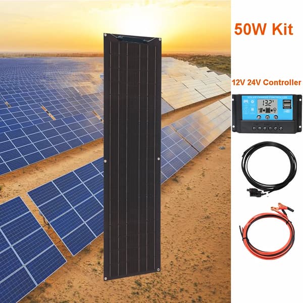 Flexibel solpanel, 50W / 100W alternativ, hög effektivitet monokristallin, vattentålig design,50w kit svart
