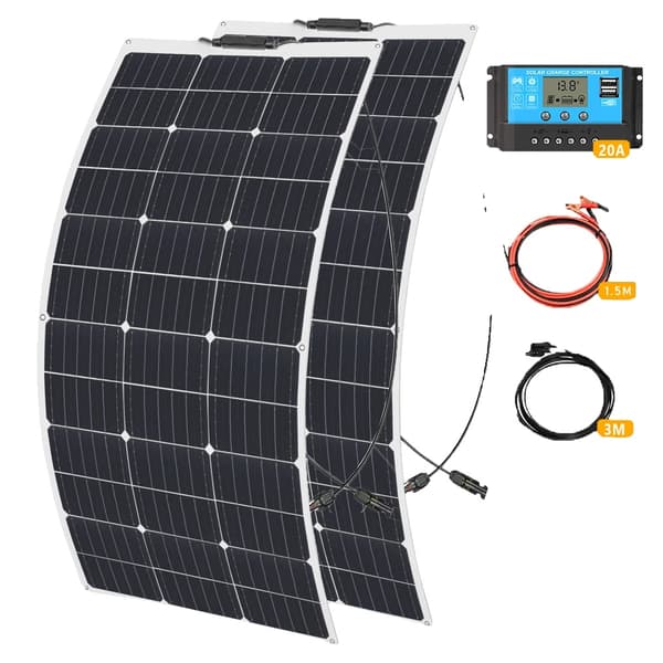 Fleksibel Monokrystallinsk Solpanel, 100W Effektudgang, Nem Installation,200w solsystem