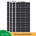 Miniatyrbillede 2 af 2: Fleksibel Monokrystallinsk Solpanel, 100W Effektudgang, Nem Installation,4 stk 100w