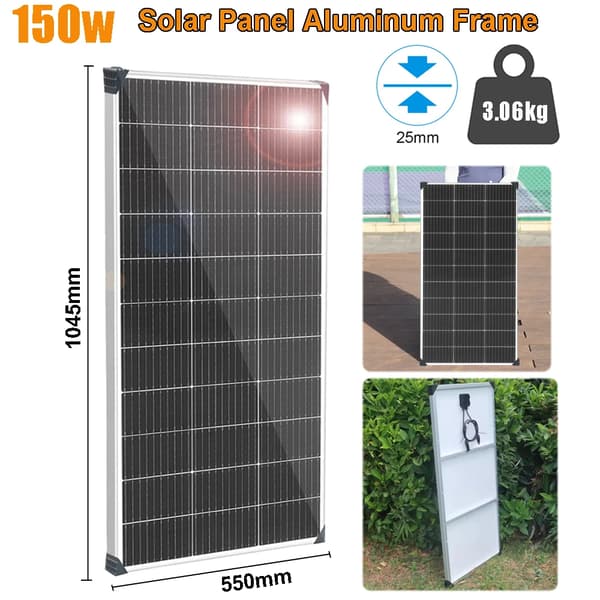 Solpanel, 300W maximal effekt, effektiv energikonvertering,150w ram